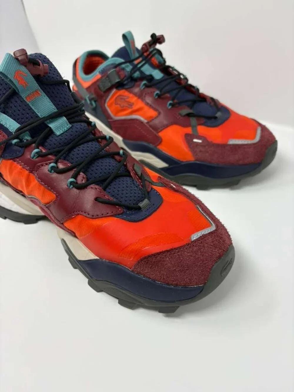 Lacoste L-Guard Breaker Sneakers Mens US 9.5 Orange Burgundy Shoes